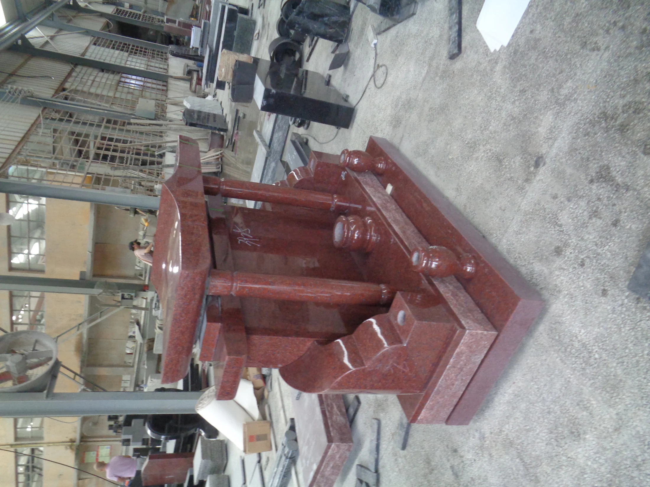 Red Granite Traditional Japanese-Style Family Monument