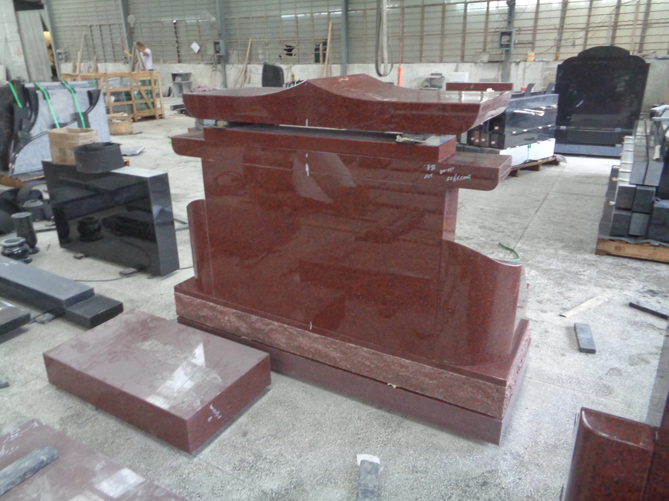 Red Granite Pillar Style Memorial