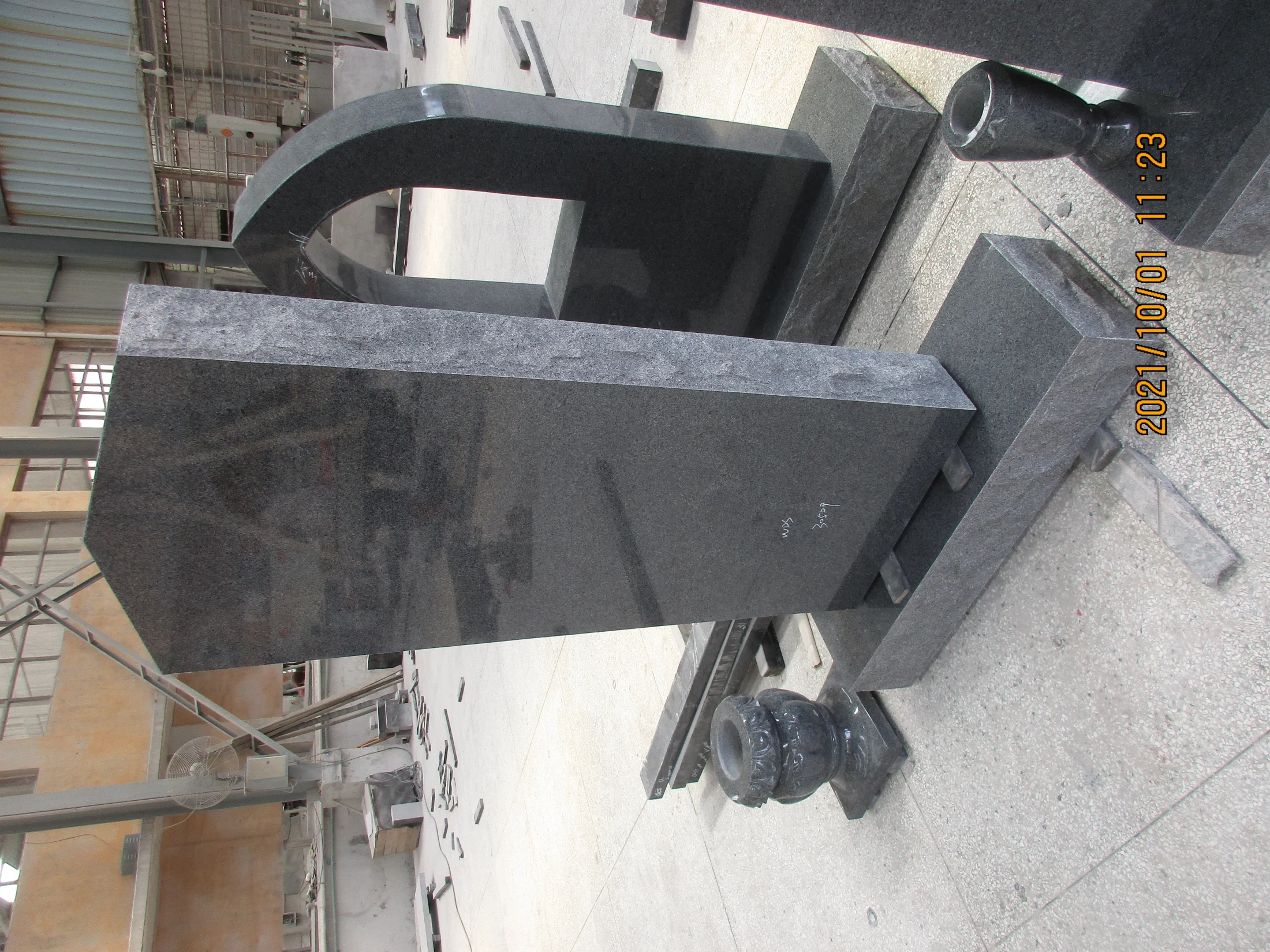 Polished Black Granite Peaked Headstone