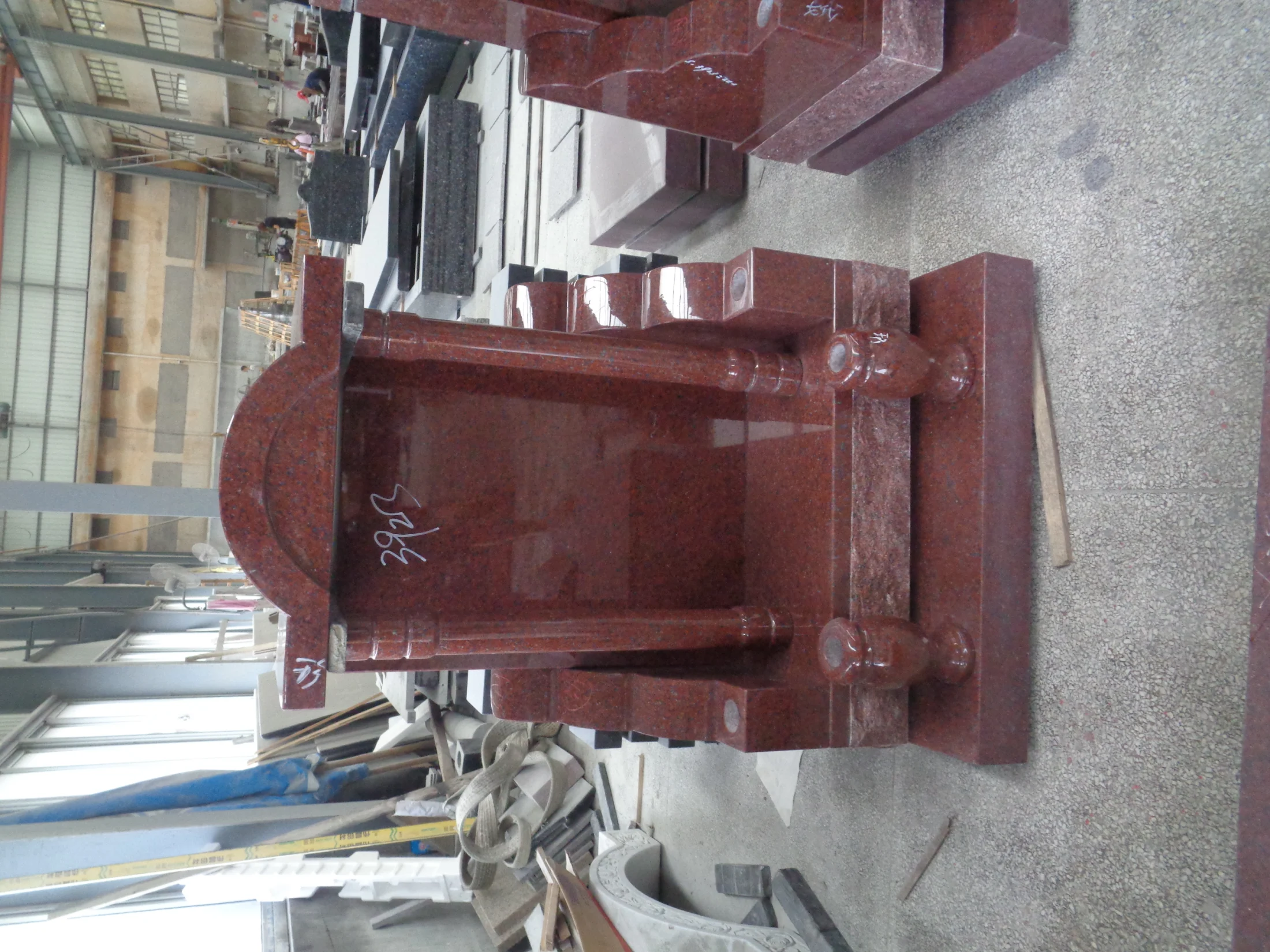 Red Granite Monument with Columns