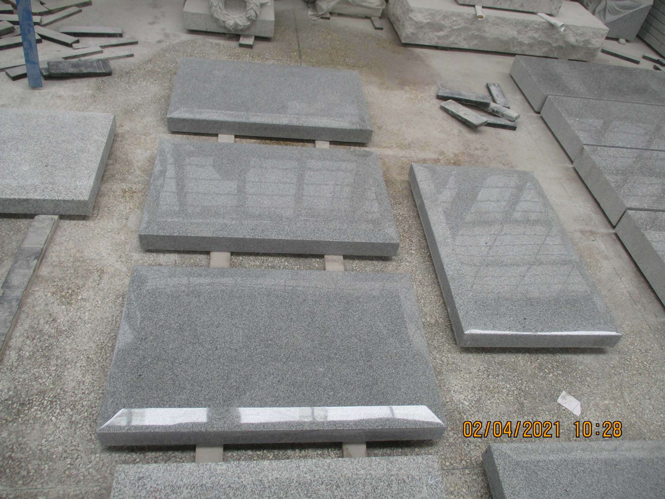 Polished Grey Granite Beveled Headstone