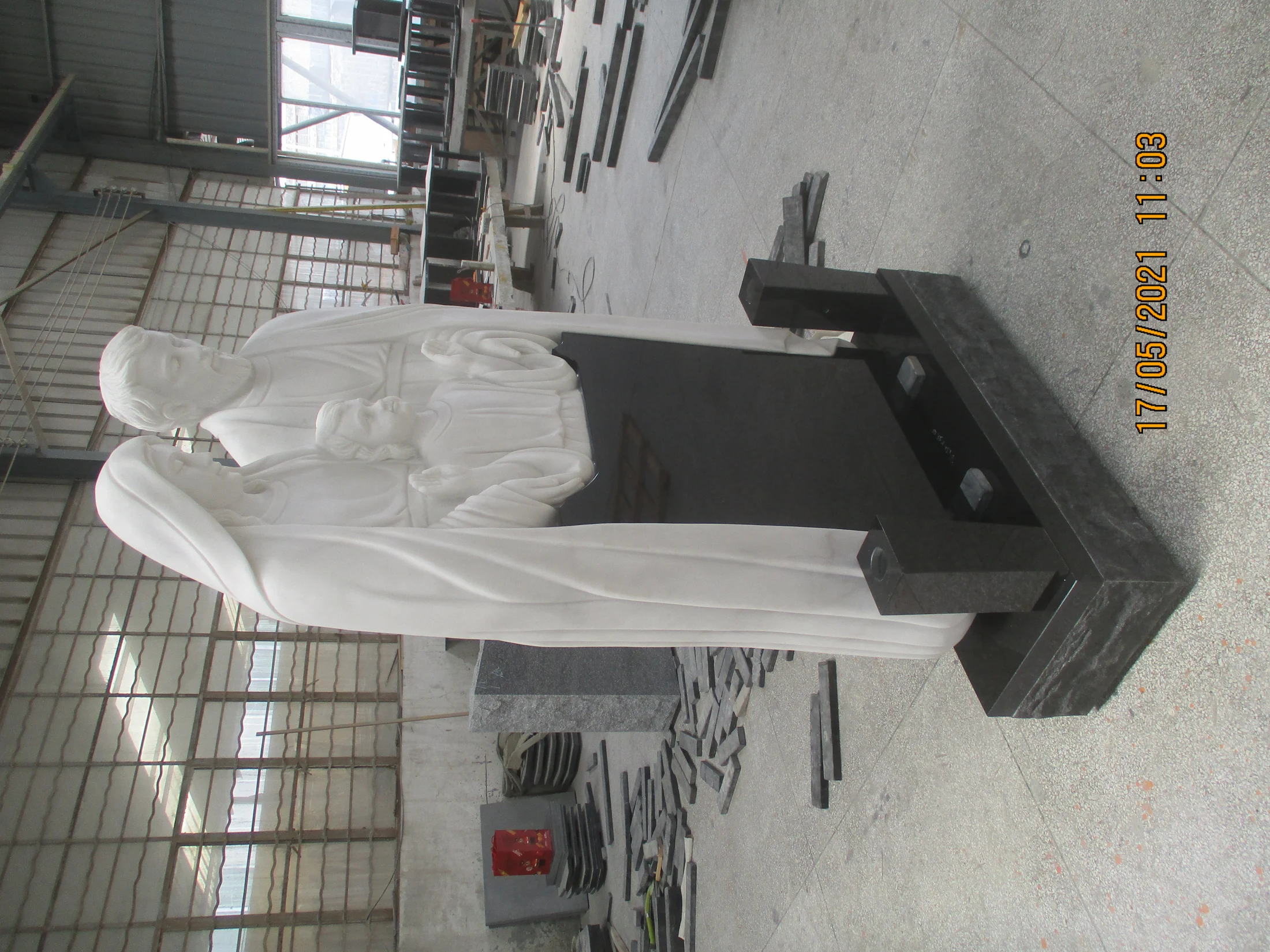 Holy Family Hand-Carved Marble and Granite Headstone