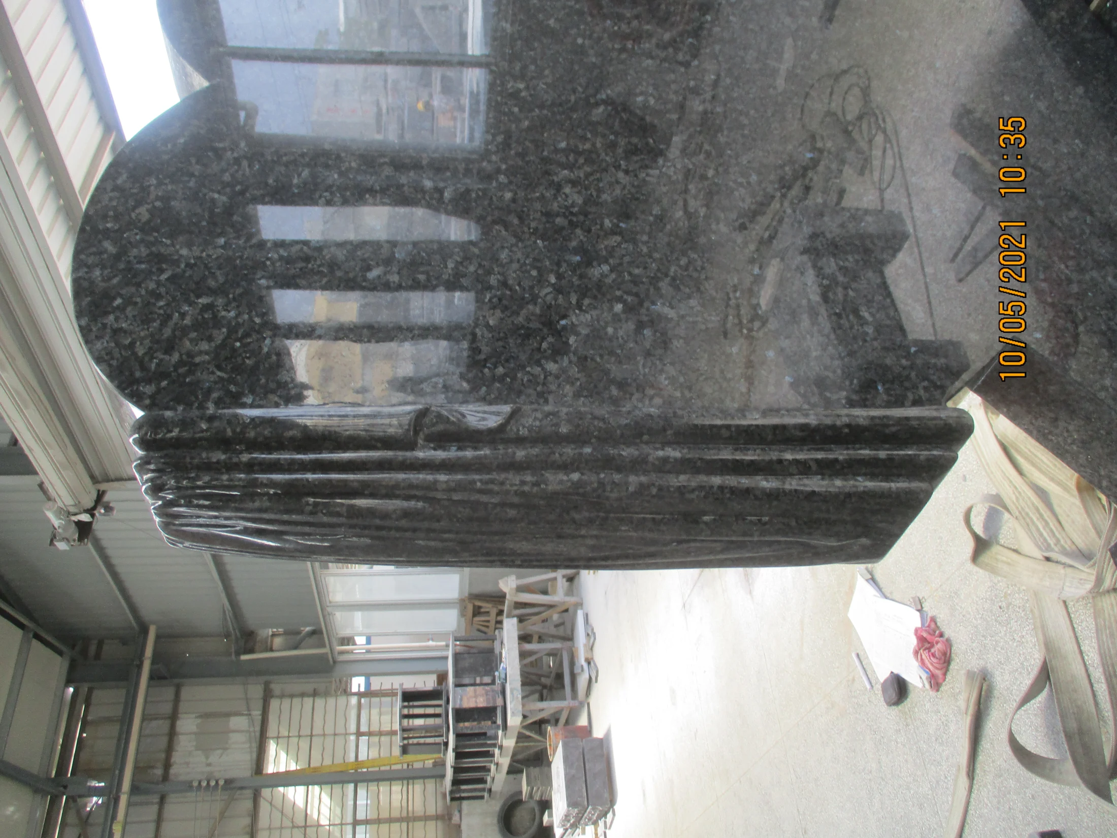 Polished Black Granite Grooved Pillar Component