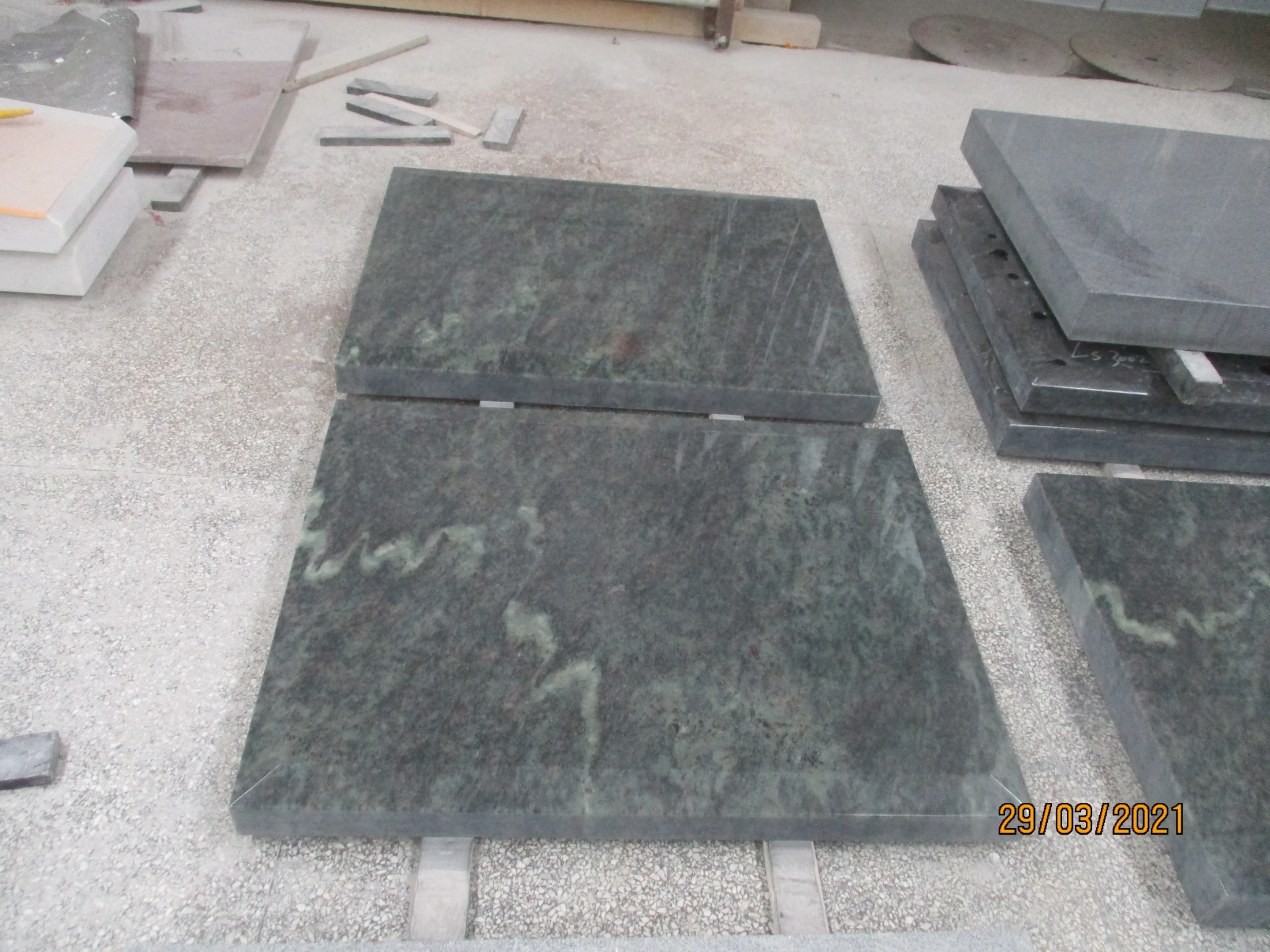 Arched Cutout Granite Headstone with Vases