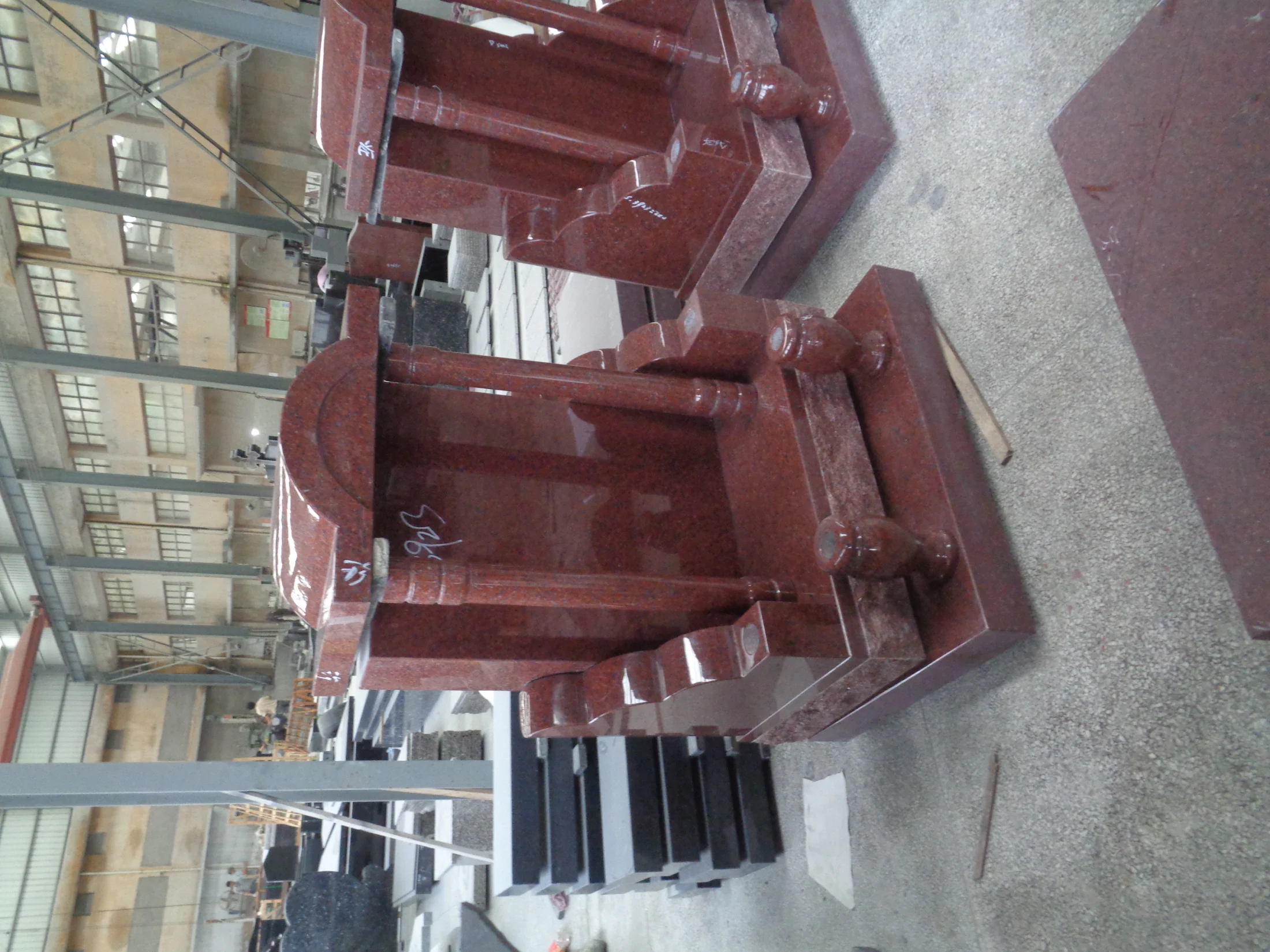 Imperial Red Granite Pillar Headstone Monument
