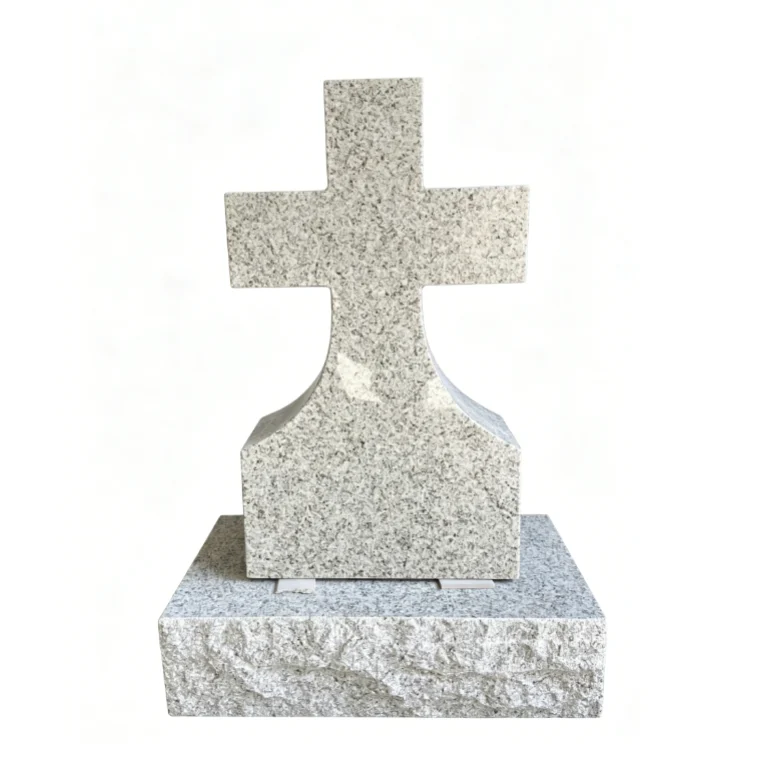 Hand-Carved Granite Cross Memorial Tombstone