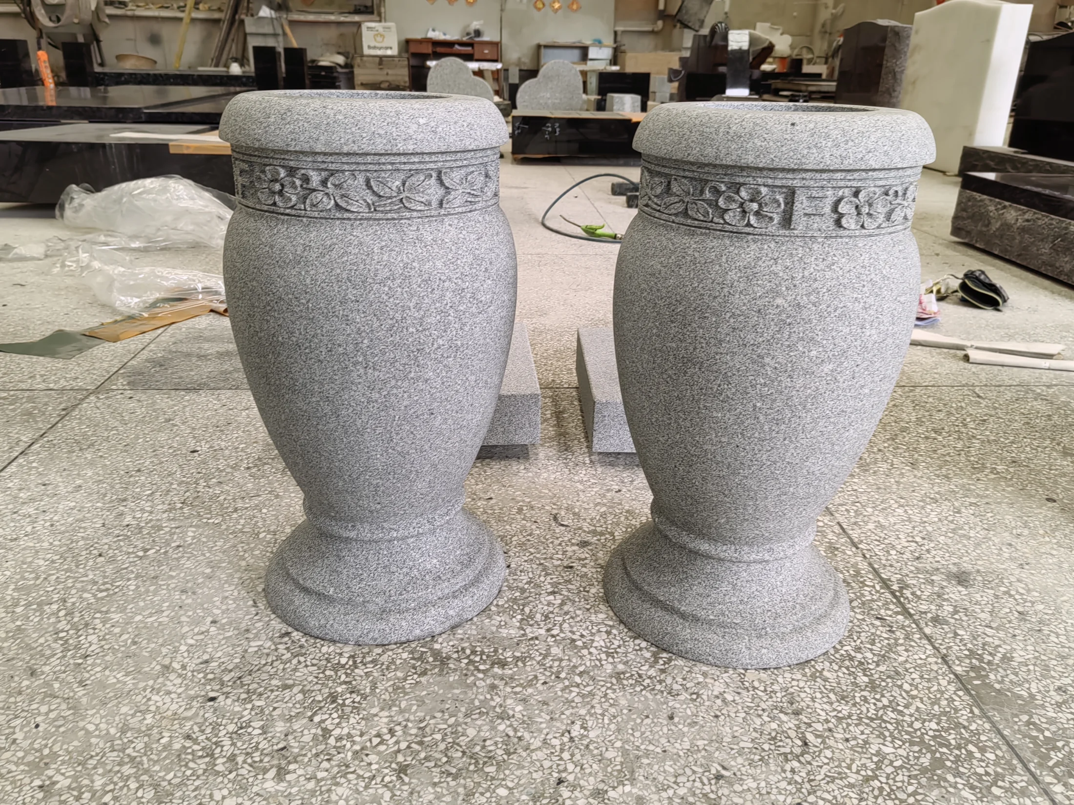 Tombstone Matching Granite Vase