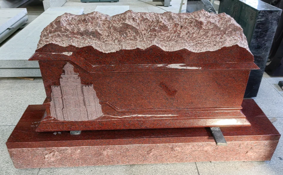 Monumento in granito rosso stile pagoda