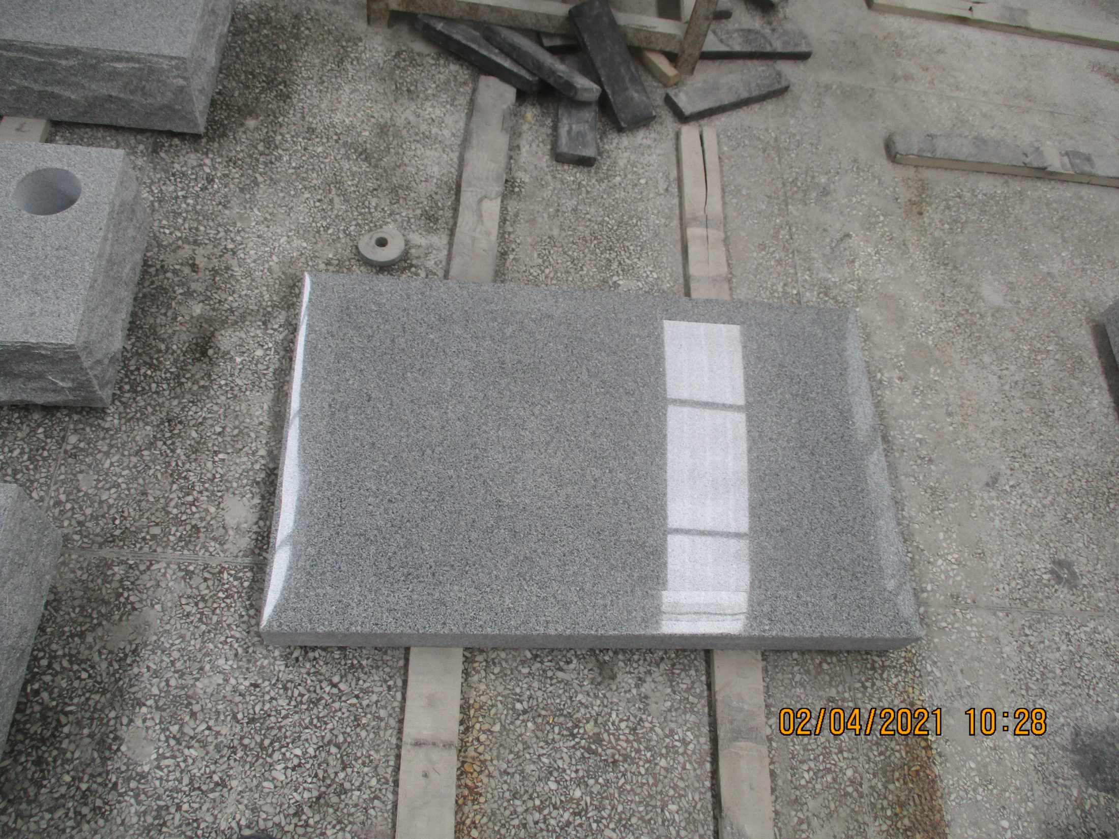 Grey Granite Headstone with Bird Relief Carving