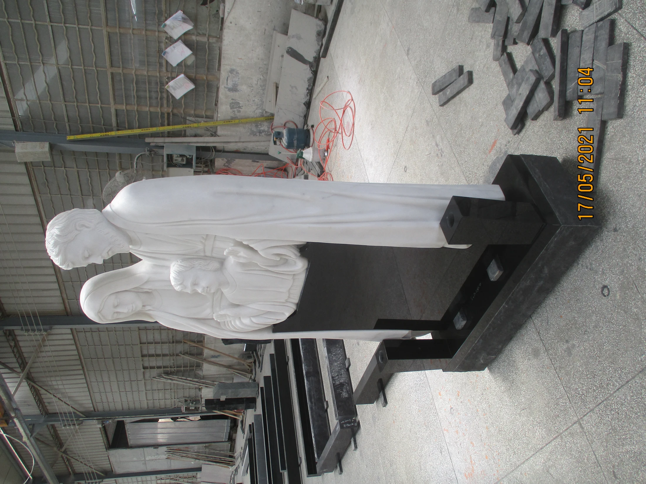 Holy Family Hand-Carved Statue Headstone