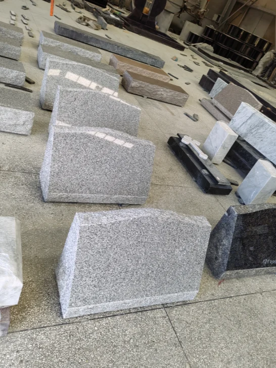 Slanted Serpentine Grey Granite Headstone
