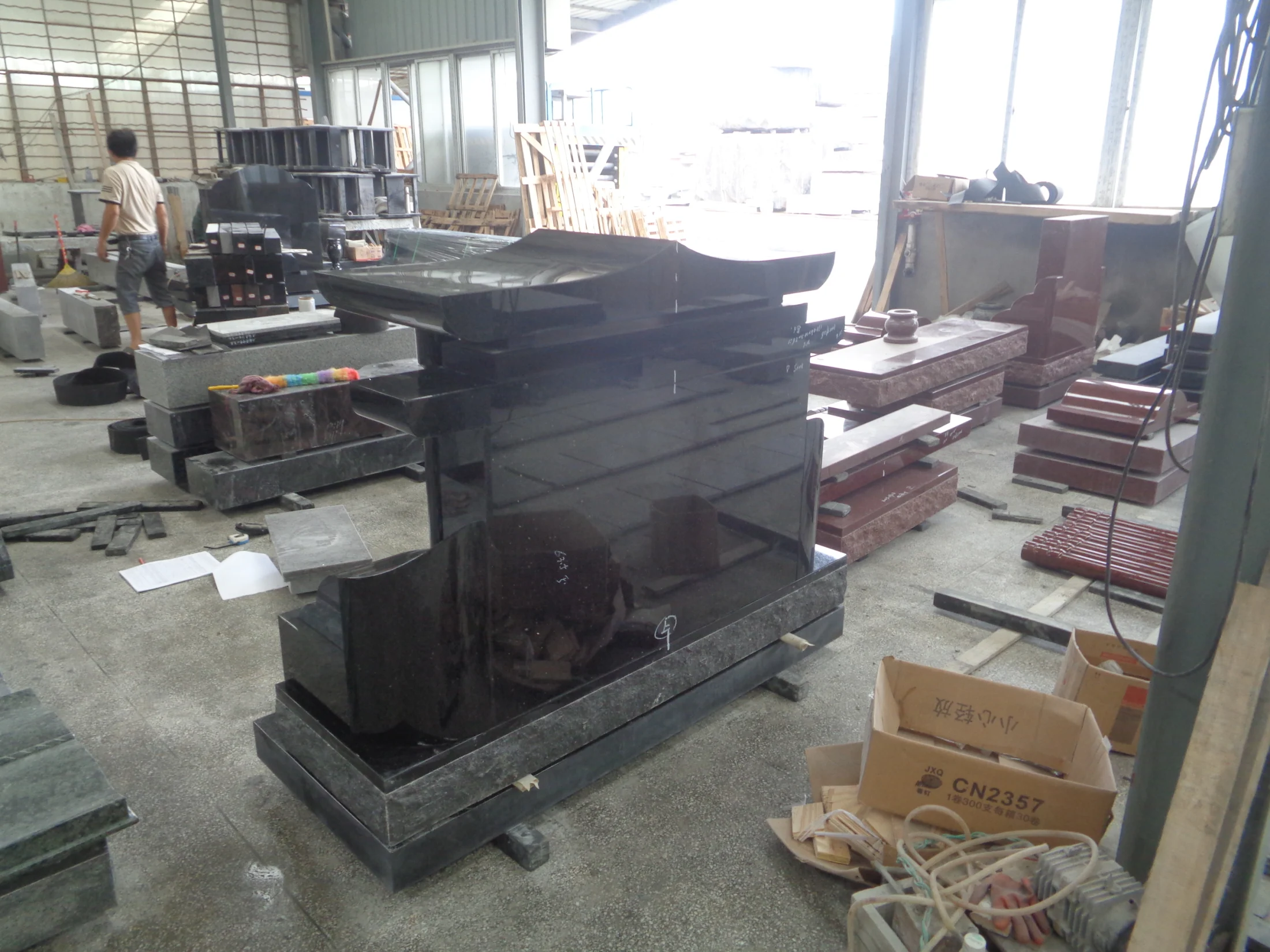 Premium Black Granite Pillar and Canopy Memorial