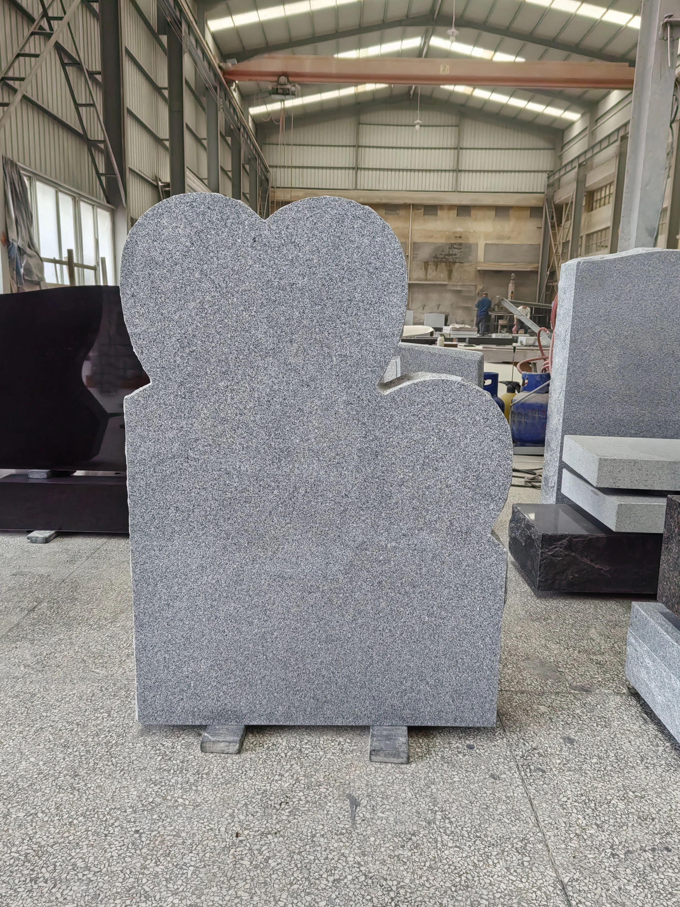 Double Connected Heart Companion Headstone