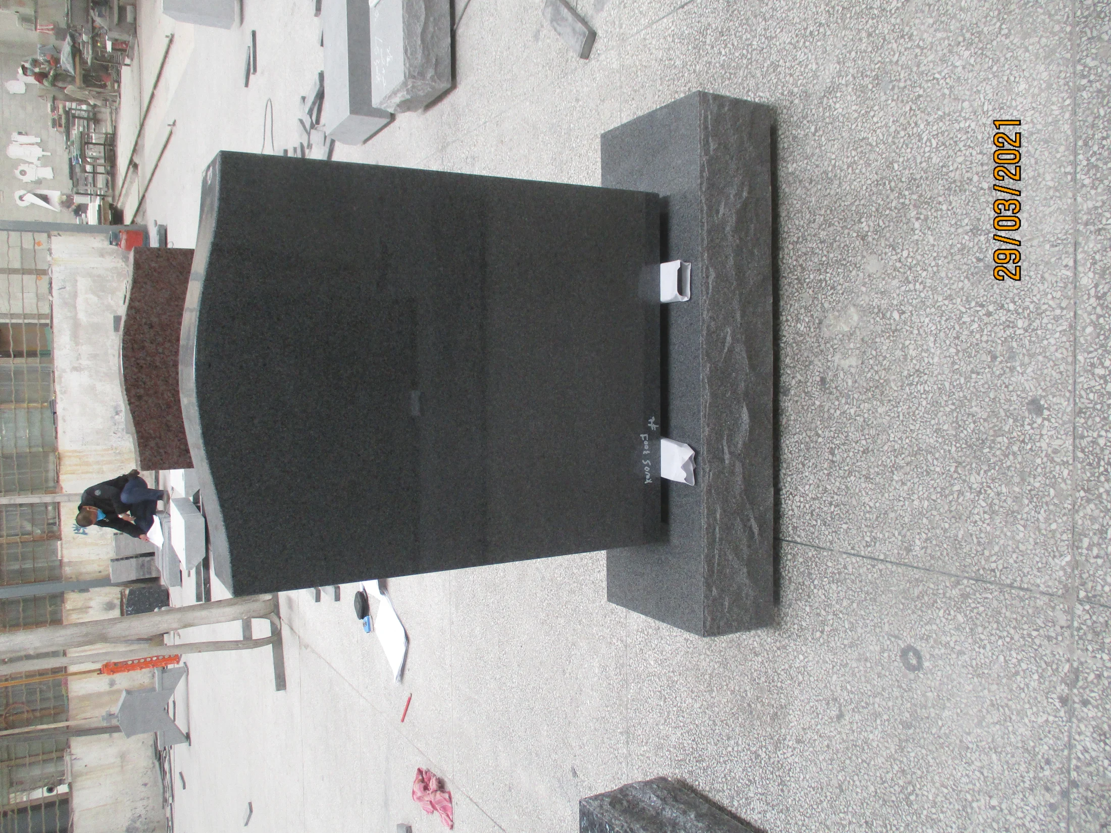 Upright Headstone with Base and Vases