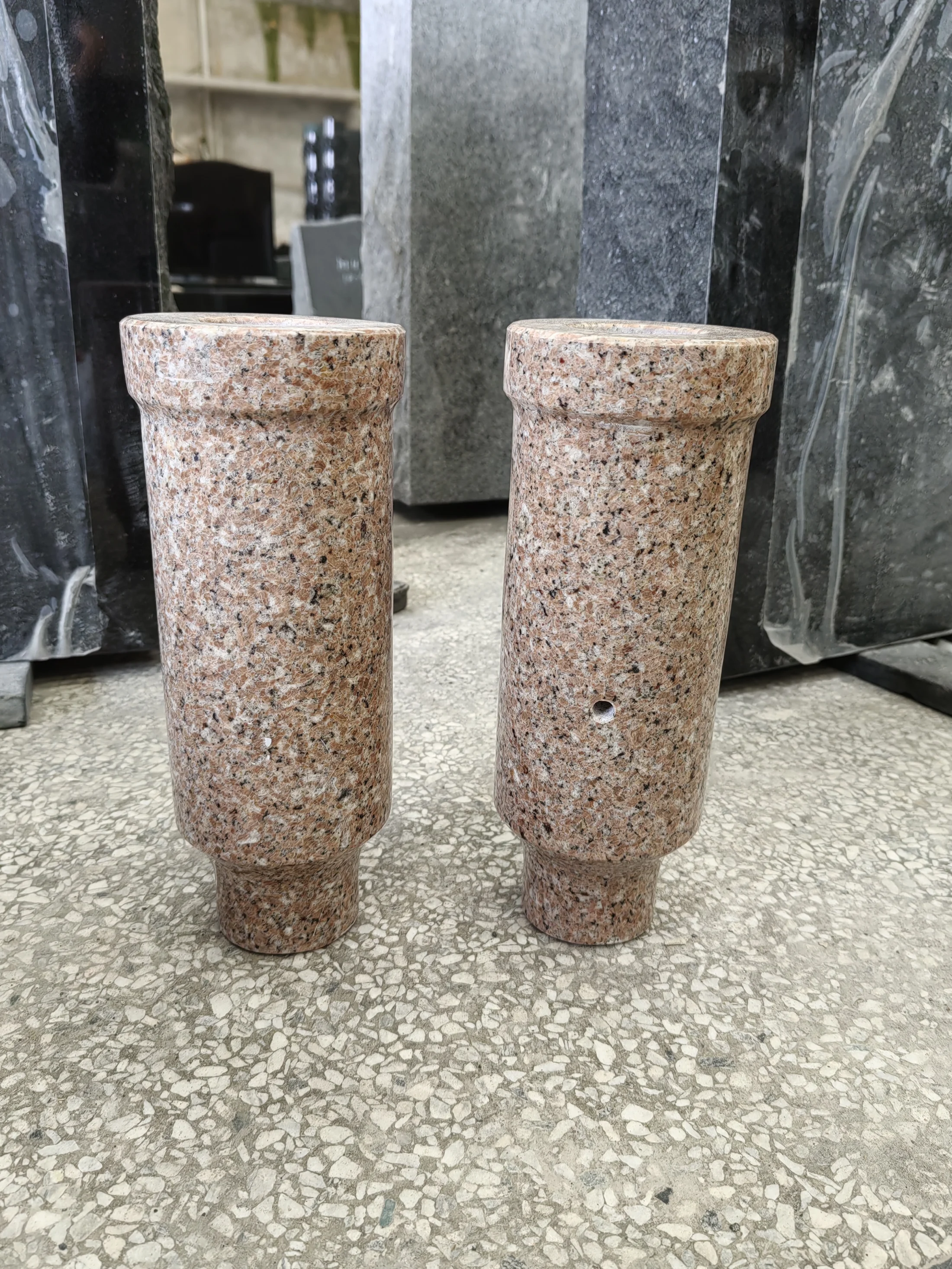 Pink granite vase
